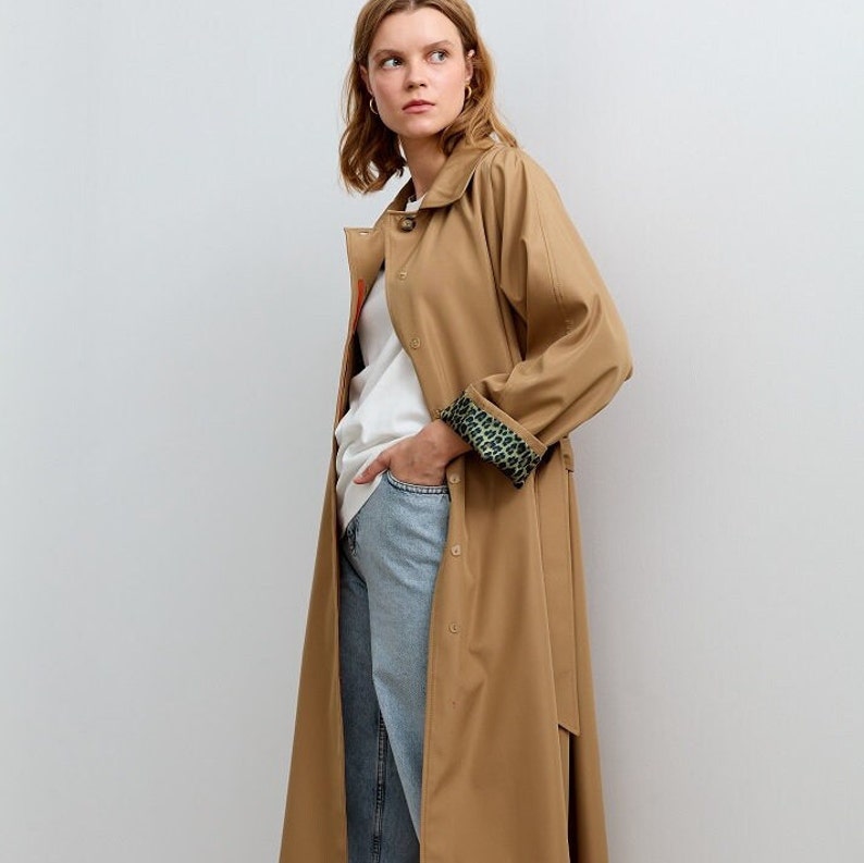 Etsy Oversize Camel Double Breasted Belted TrenchCoat/Women Long Windbreaker/Fall For Women Duster Coat/Britain Mist Style Raincoat/Coat For Rain
