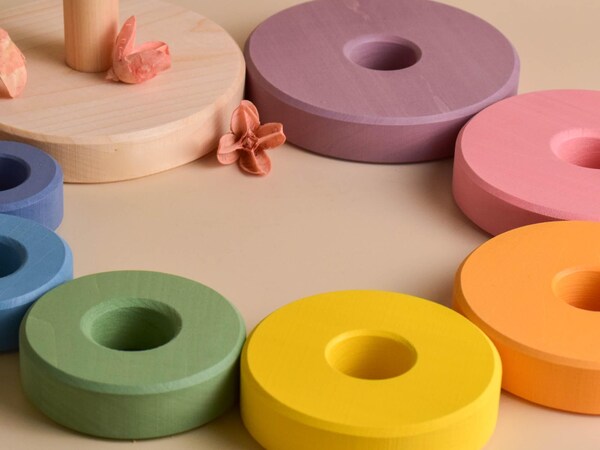 Etsy Pastel Wooden Stacking Rings Stacker Toy Montessori Materials Educational Learning 1st Birthday Gifts For Kids Girls And Boys Room Decor