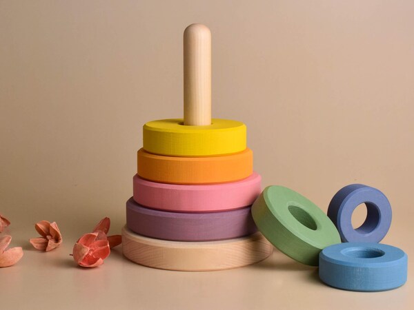 Etsy Pastel Wooden Stacking Rings Stacker Toy Montessori Materials Educational Learning 1st Birthday Gifts For Kids Girls And Boys Room Decor