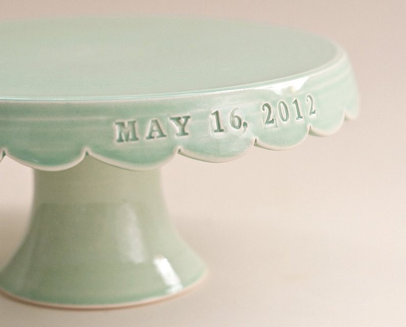 etsy Personalized Cake Stand: A Vintage-Inspired Custom Wedding Gift in Pottery