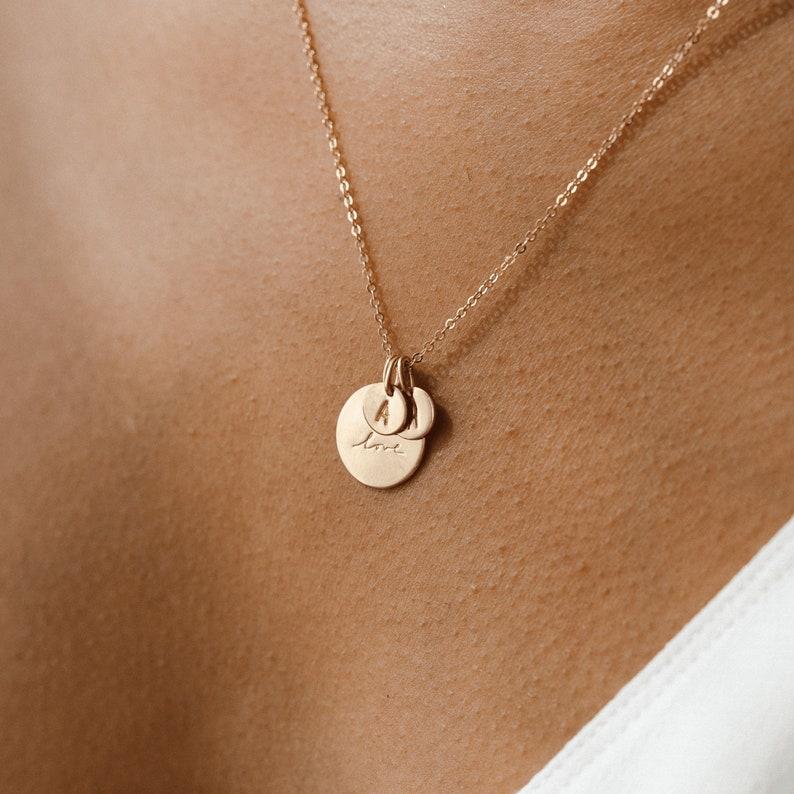 Etsy Personalized Disk Necklace Custom Tiny Initial Tags | 14k Gold Fill Sterling Silver | LN227