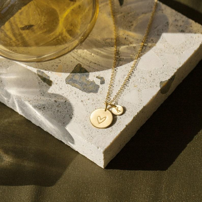 Etsy Personalized Disk Necklace Custom Tiny Initial Tags | 14k Gold Fill Sterling Silver | LN227
