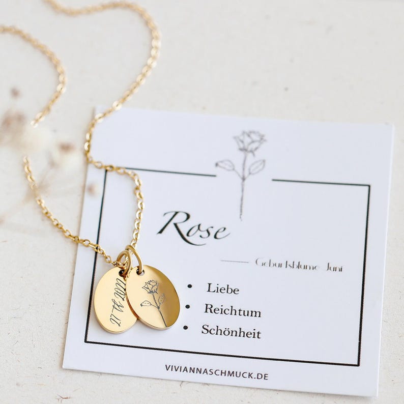 Etsy Personalized Necklace With Hand-Drawn Birth Flowers - Gift Idea For Her - Perfect As A Mother’s Day Gift - MK003