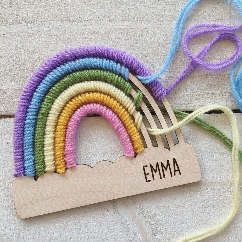 etsy Personalized Rainbow Craft Kit - Yarn & Tool included - Choose your colors from Bright Pastel Neon and more