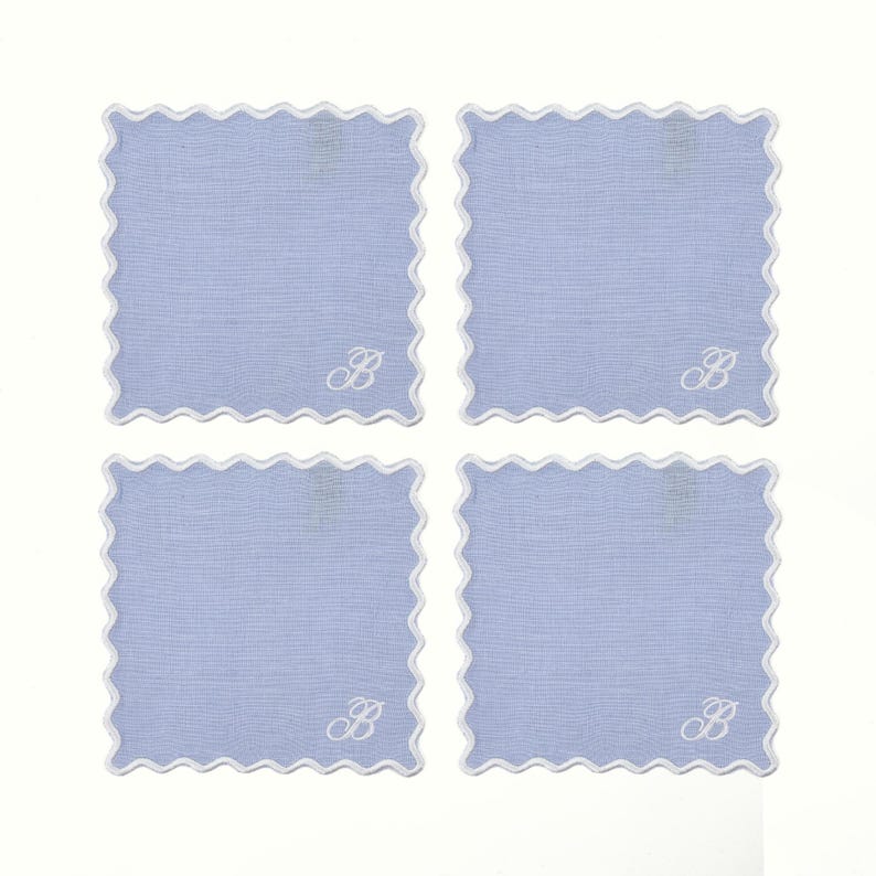 Etsy Personalized Scallop Linen Cocktail Napkin Personalized Cocktail Napkins Mother's Day Gift Kitchen Napkins Linen Cocktail Napkins