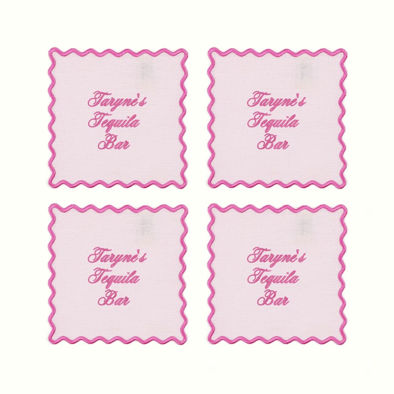 Etsy Personalized Scallop Linen Cocktail Napkin Personalized Cocktail Napkins Mother's Day Gift Kitchen Napkins Linen Cocktail Napkins