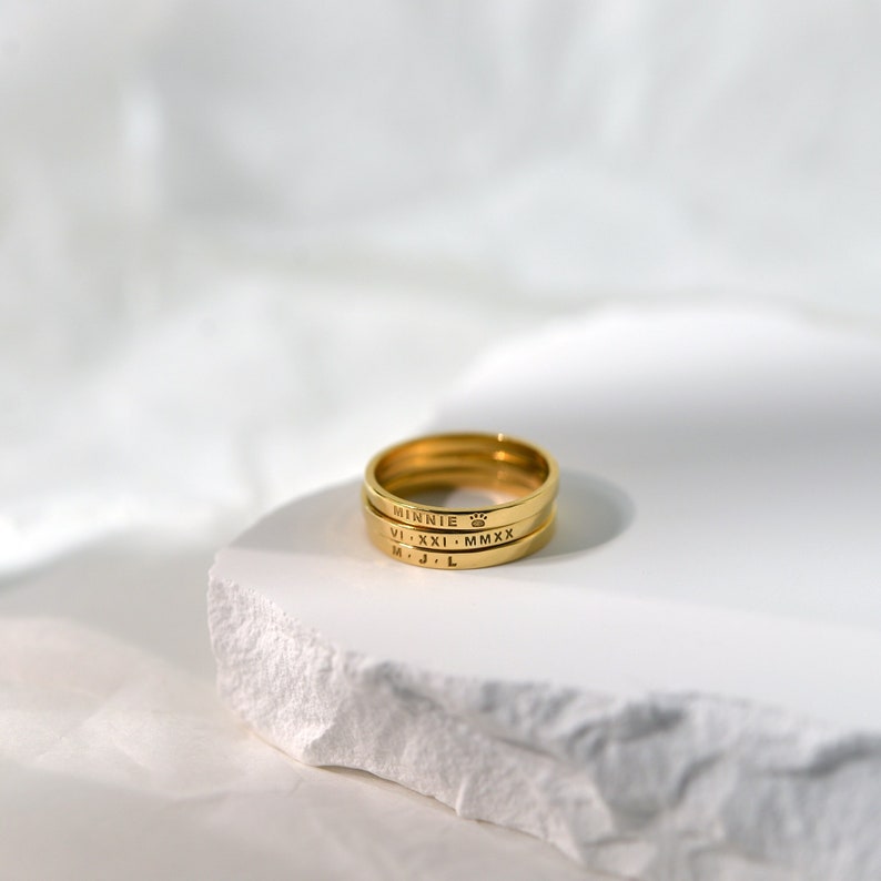 Etsy Personalized Sterling Silver Name Ring • Custom Stacking Rings • Skinny Engraved Ring • Delicate Band Ring • Perfect Valentines Day Gift