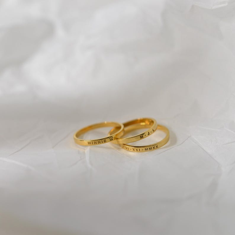 Etsy Personalized Sterling Silver Name Ring • Custom Stacking Rings • Skinny Engraved Ring • Delicate Band Ring • Perfect Valentines Day Gift