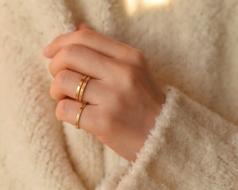 Etsy Personalized Sterling Silver Name Ring • Custom Stacking Rings • Skinny Engraved Ring • Delicate Band Ring • Perfect Valentines Day Gift