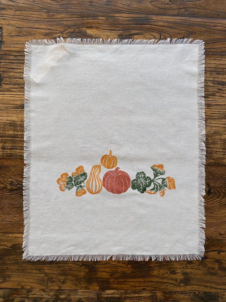 Etsy Pumpkin Tea Towel Set Of 2 Handprinted Cotton Dish Cloth Fall Kitchen Towel Autumn Kitchen Decor Halloween Kitchen Decor
