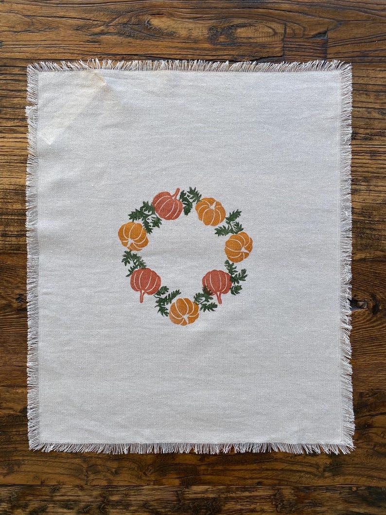 Etsy Pumpkin Tea Towel Set Of 2 Handprinted Cotton Dish Cloth Fall Kitchen Towel Autumn Kitchen Decor Halloween Kitchen Decor