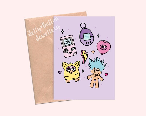 Etsy Retro 80s 90s Greetings Card - Birthday Thank You 40th Nostalgia