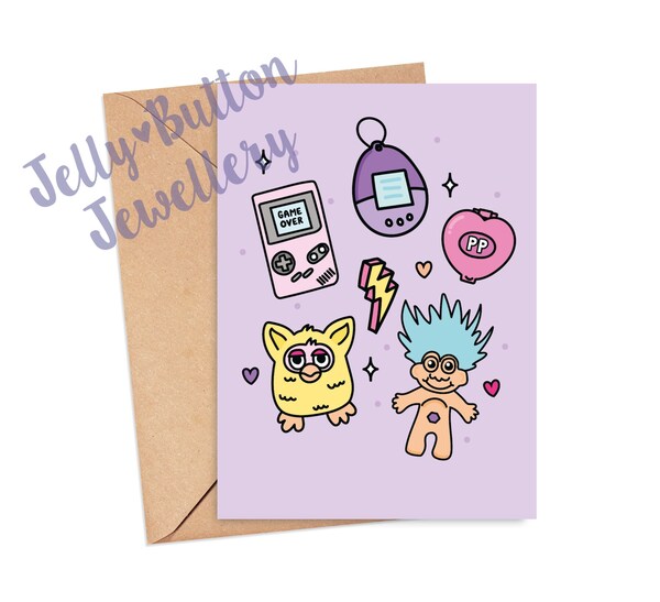 Etsy Retro 80s 90s Greetings Card - Birthday Thank You 40th Nostalgia