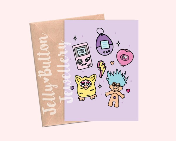 etsy Retro 80s 90s Greetings Card - birthday thank you 40th nostalgia