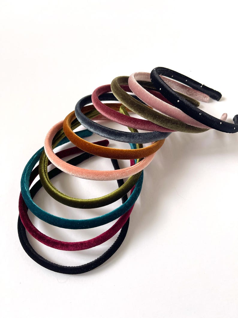 Etsy Rich Velour Skinny Headband | Hard Headband | Thin Headband | Comfortable Headband | Luxury Designer Headband | Made To Order