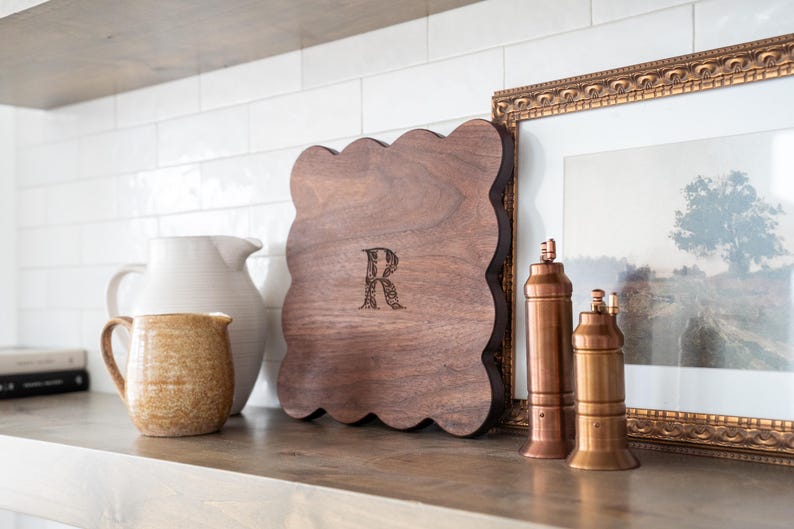 Etsy Scallop Monogram Cutting Board | Personalized Cutting Board | Personalized Charcuterie Board | Personalized Gift | Custom Gift Idea Wedding