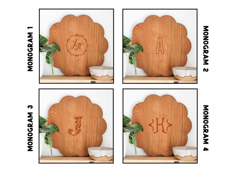 Etsy Scallop Monogram Cutting Board | Personalized Cutting Board | Personalized Charcuterie Board | Personalized Gift | Custom Gift Idea Wedding