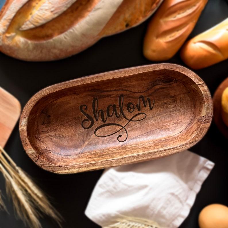 Etsy Shalom Jewish Hanukkah Gift Wooden Dough Bowl Personalized Bread Bowl Hanukkah Decor Handmade Gift Hosting Decor Jewish Housewarming