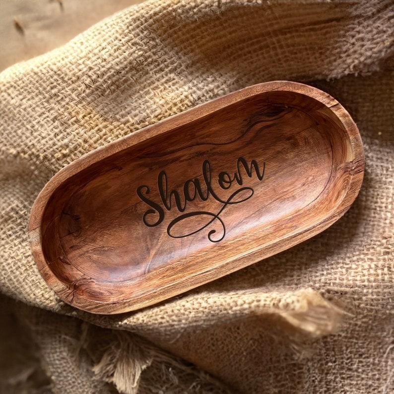 Etsy Shalom Jewish Hanukkah Gift Wooden Dough Bowl Personalized Bread Bowl Hanukkah Decor Handmade Gift Hosting Decor Jewish Housewarming