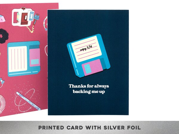 etsy SILVER FOIL Thanks for Always Backing me up 90s card Thinking of You Card Thank you card Gratitude card Just because card Mother's day