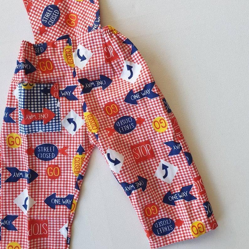 Etsy Size 1-2 Kids 70s Deadstock Overalls Cotton Dungarees Red