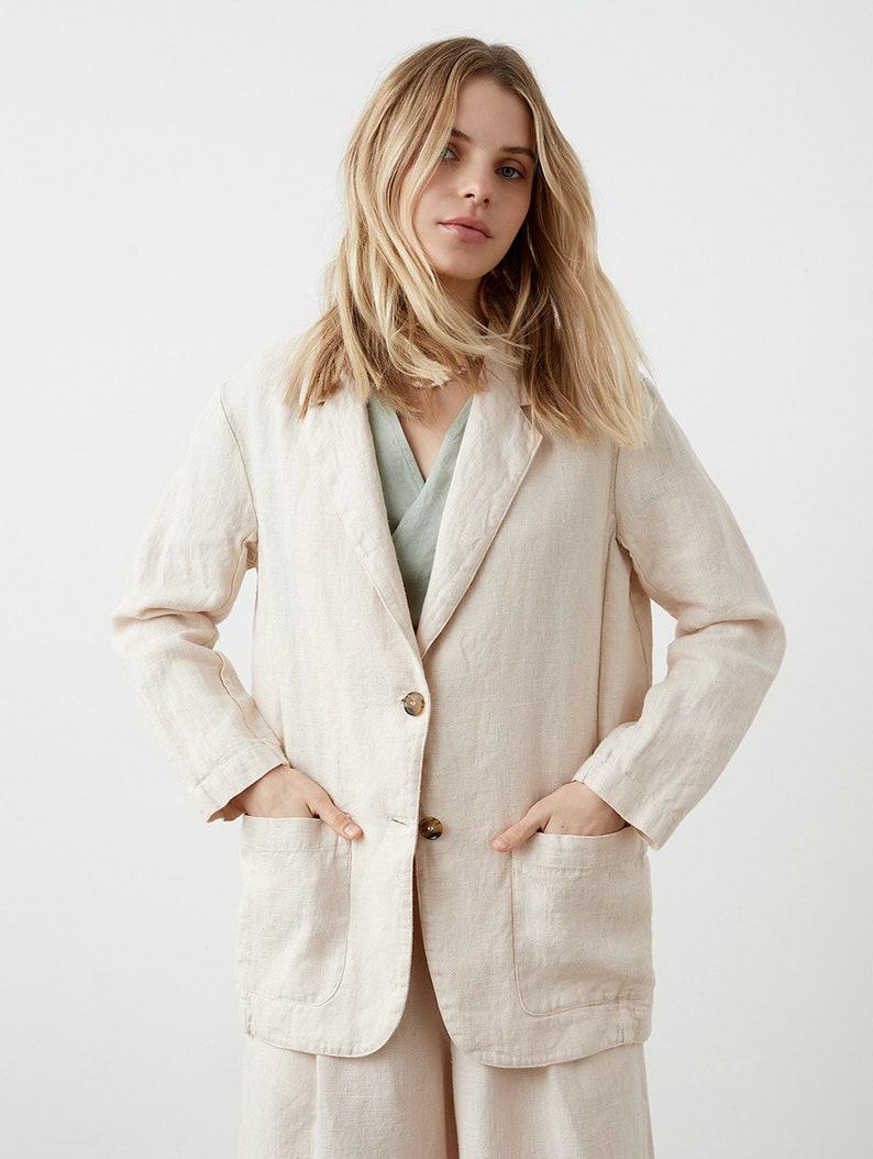 Etsy Sizes: S L/XL XL. Ready-to-ship Linen Oversize Blazer Linen Boyfriend Jacket Linen Suit Jacket For Woman WALES