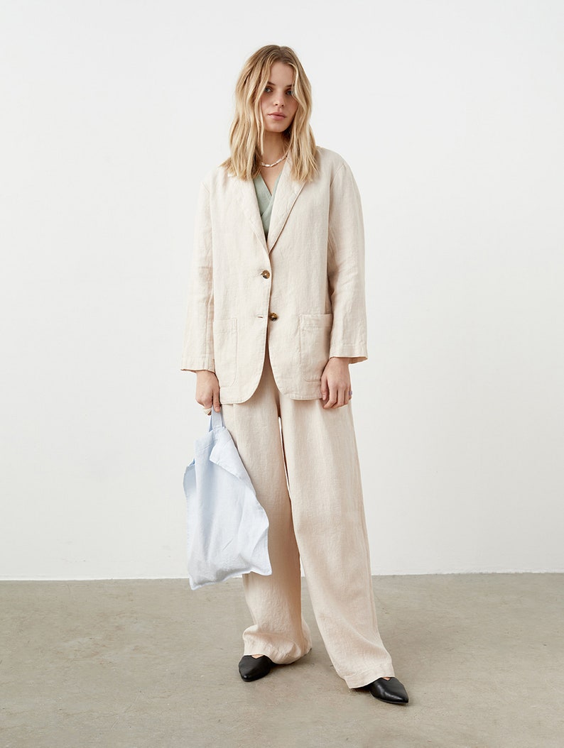 Etsy Sizes: S L/XL XL. Ready-to-ship Linen Oversize Blazer Linen Boyfriend Jacket Linen Suit Jacket For Woman WALES
