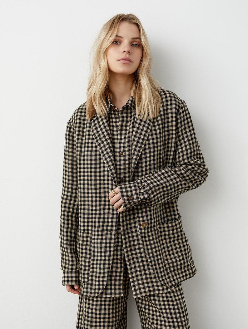 etsy Sizes: S L/XL XL. Ready-to-ship Linen oversize blazer Linen boyfriend jacket linen suit jacket for woman WALES