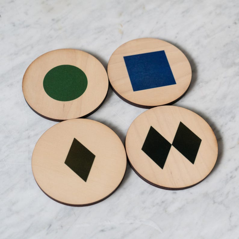 Etsy Ski Trail Sign Coasters | Set Of 4 Home Decor Wood Coaster USA Made Host Gift Party Gift Ski Decor Winter Sports Benoit's Design Co