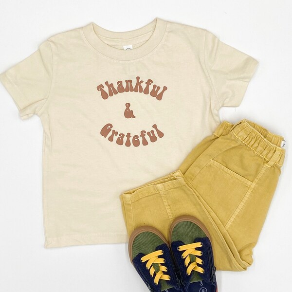Etsy Thankful And Grateful Thanksgiving Shirt Toddler Thanksgiving Boy Shirt Gender Neutral Matching Sibling Kids Fall T-Shirt
