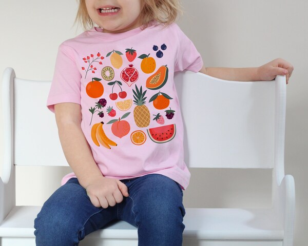 Etsy Toddler Fruit Shirt Kids Cottagecore Clothing Cottage Core Clothes Cute Fruit Print Tee Garden Shirt Botanical Shirt Boho Aesthetic