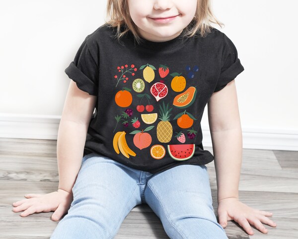 Etsy Toddler Fruit Shirt Kids Cottagecore Clothing Cottage Core Clothes Cute Fruit Print Tee Garden Shirt Botanical Shirt Boho Aesthetic