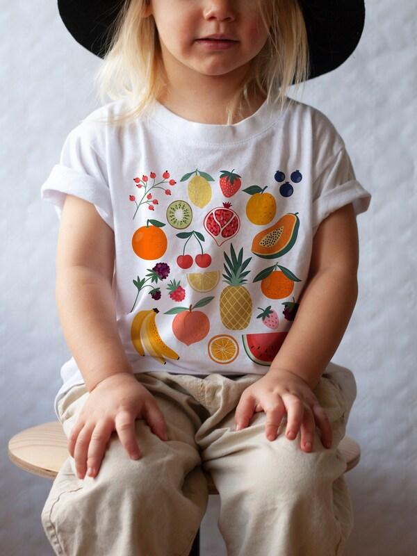 etsy Toddler Fruit Shirt Kids Cottagecore Clothing Cottage Core Clothes Cute Fruit Print Tee Garden Shirt Botanical Shirt Boho Aesthetic