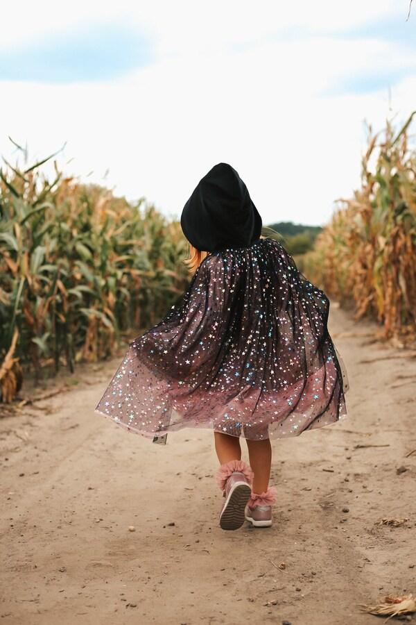 etsy Two Sided Child's Cape "Rainbow stars" Girls halloween costume in small stars Carnival cape for a girl colorful accessories for disguise