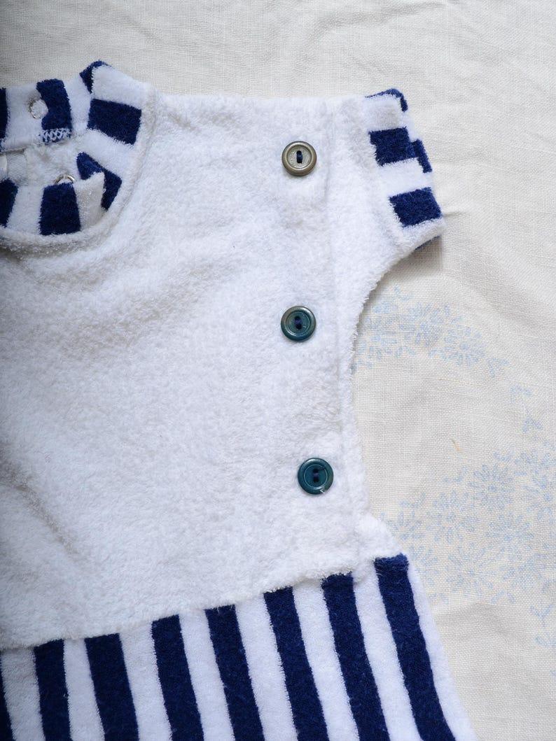 Etsy Vintage 50s BABY Onesie / Nautical Striped Cotton Terry Cloth Playsuit By Babygro / 3 - 9 Months