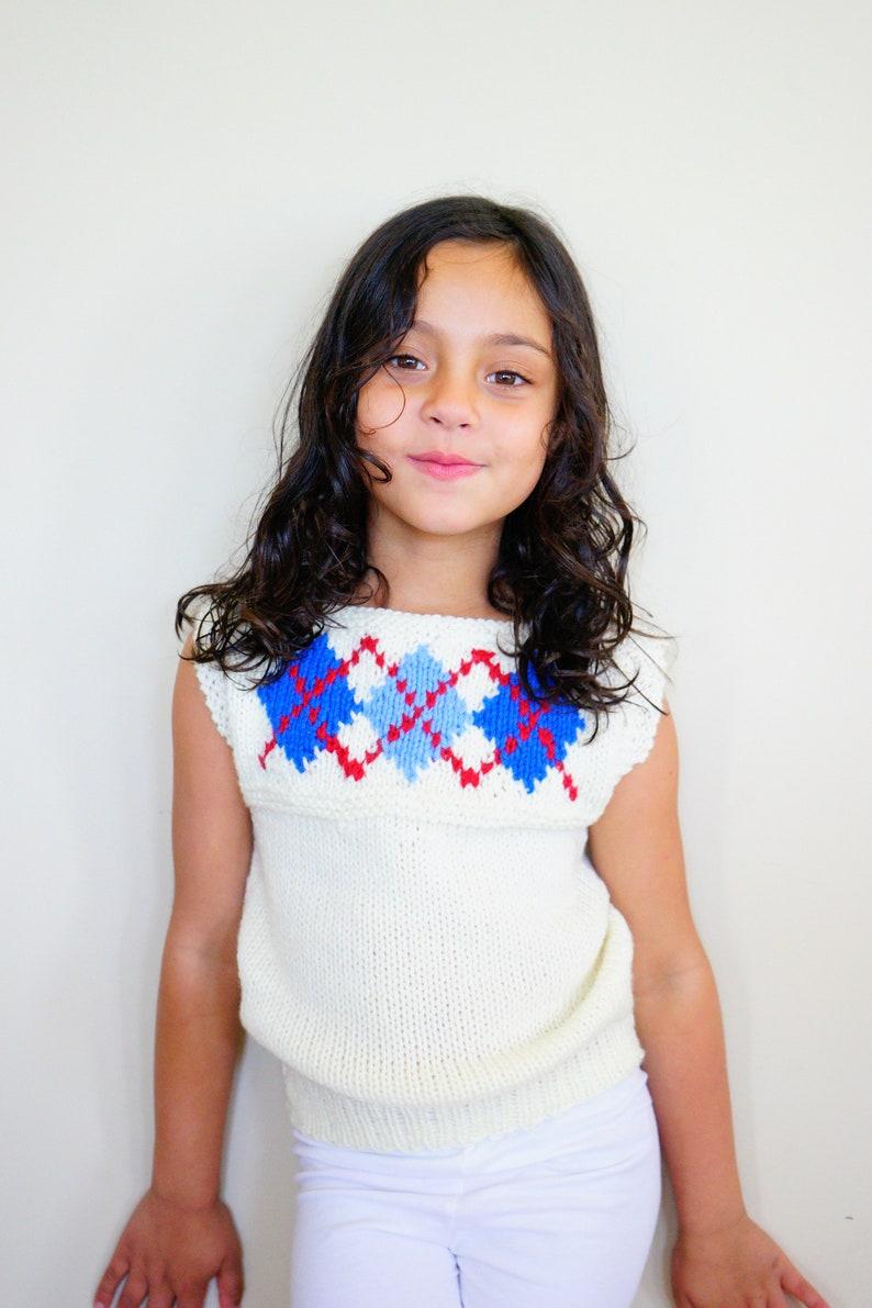 Etsy Vintage Children Hand Knit Vest Size 5 Vintage Sweater Vest Knitted Sweater Retro Clothing Cardigan Kid's Vest Hand Knitted Vest