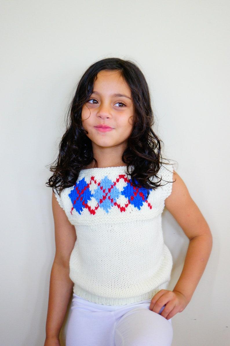 Etsy Vintage Children Hand Knit Vest Size 5 Vintage Sweater Vest Knitted Sweater Retro Clothing Cardigan Kid's Vest Hand Knitted Vest