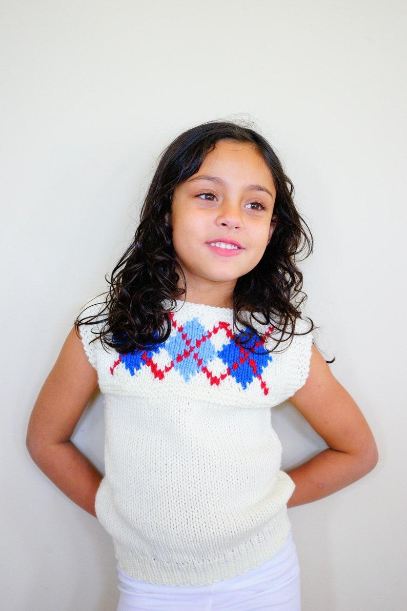 etsy Vintage Children Hand Knit Vest Size 5 Vintage Sweater Vest Knitted Sweater Retro Clothing Cardigan Kid's Vest Hand Knitted Vest