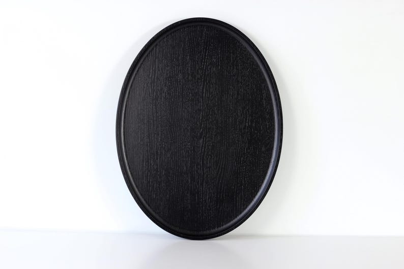 Etsy Wooden Tray For Coffee Table. Black Ottoman Oval Serving Tray Housewarming Gift. Hosting Decor