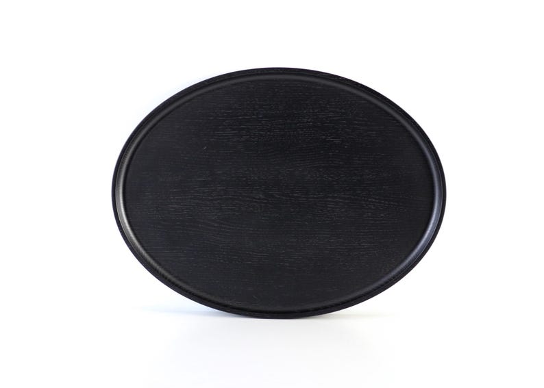 Etsy Wooden Tray For Coffee Table. Black Ottoman Oval Serving Tray Housewarming Gift. Hosting Decor