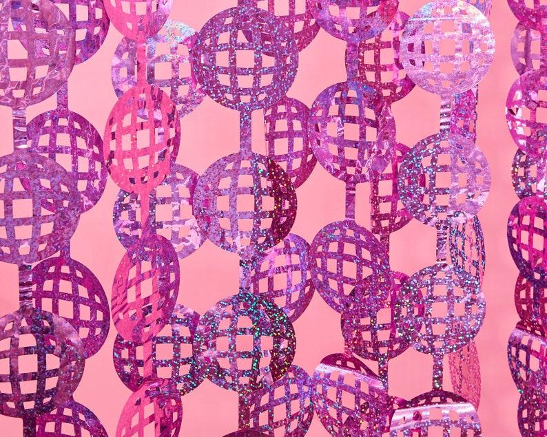etsy xo Fetti Pink Disco Ball Foil Curtain - Set of 2 | Disco Cowgirl Bachelorette Party Decorations Pink Pony Club Backdrop 21st Birthday