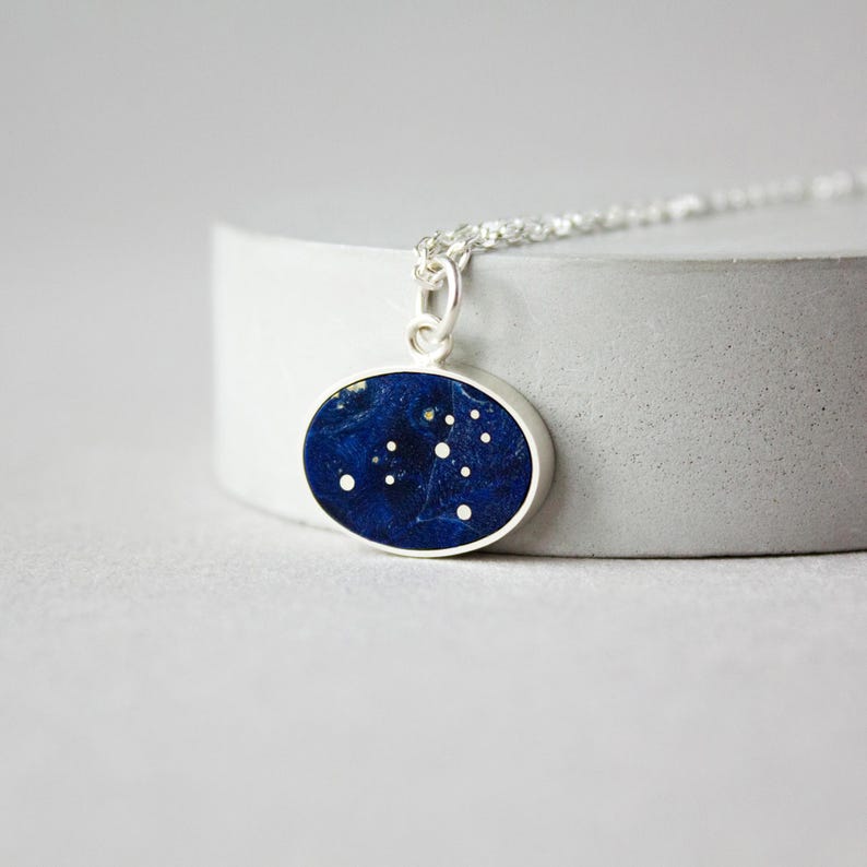Etsy Zodiac Constellation Necklace Birthday Gift For Her Silver Blue Celestial Pendant Handmade Zodiac Jewelry Taurus Leo Scorpio Gift