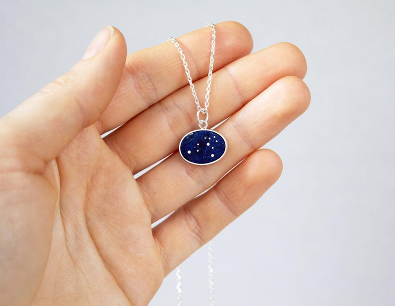 etsy Zodiac Constellation Necklace Birthday Gift for Her Silver Blue Celestial Pendant Handmade Zodiac Jewelry Taurus Leo Scorpio Gift