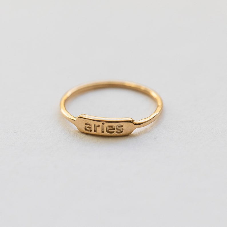 etsy Zodiac Ring 14K Gold Plated Brass - Zodiac Jewelry - Astrology Ring - Astrology Gifts - Personalized Gifts - Minimalist Ring - Simple Ring