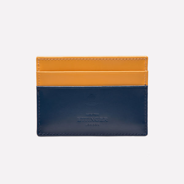 Ettinger Bridle Hide Flat Credit Card Case Petrol Blue/London Tan