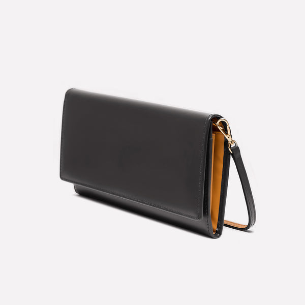 Ettinger Bridle Hide Large Flap-Over Purse Ettinger Grey/London Tan