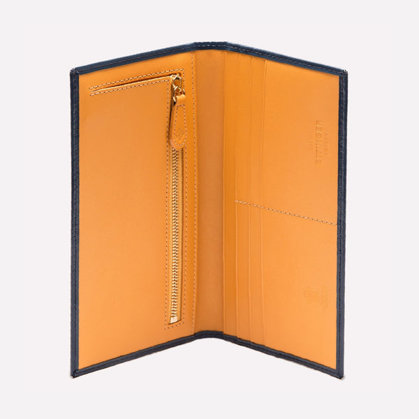 Ettinger Bridle Hide Long Wallet With Zipped Pocket Navy/London Tan