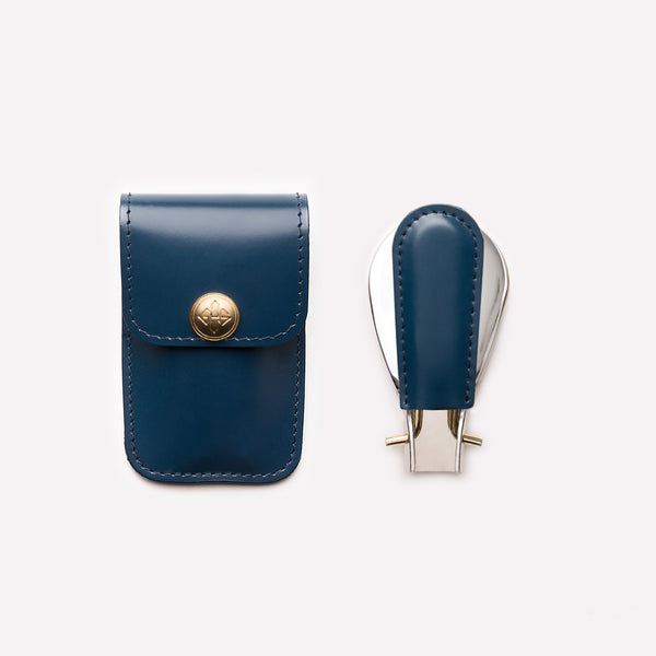 Ettinger Bridle Hide Visiting Card Case & Travel Shoe Horn Petrol Blue