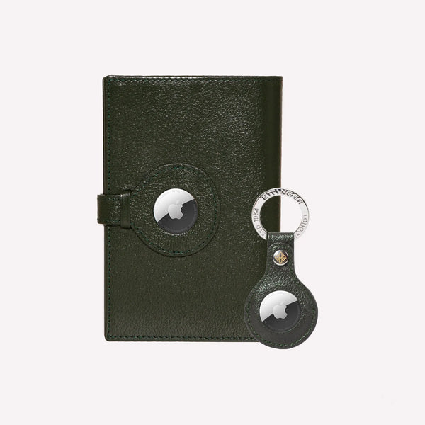 ettinger Capra AirTag Passport Case & AirTag Keyring Forest Green