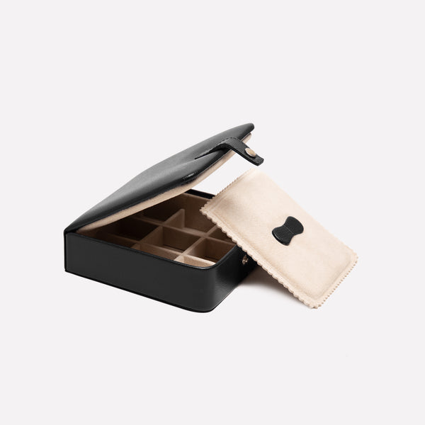 Ettinger Capra Ecru Large Jewellery / Cufflink Box Marine Blue/Ecru